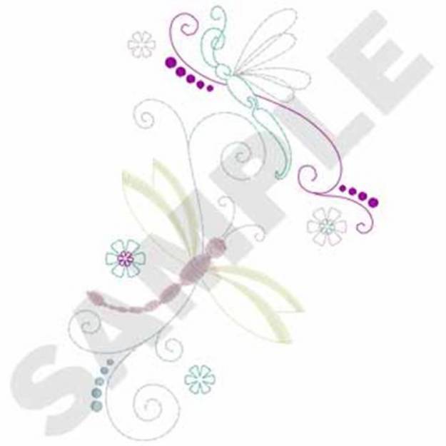 Picture of Dragonflies Outline Machine Embroidery Design