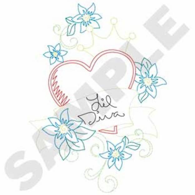Picture of Lil Diva Outline Machine Embroidery Design