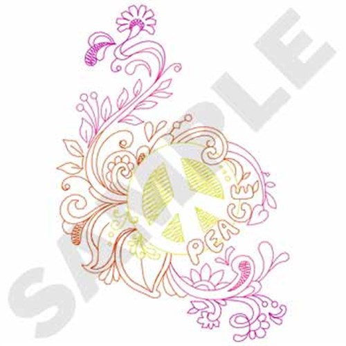 Peace Sign Outline Machine Embroidery Design