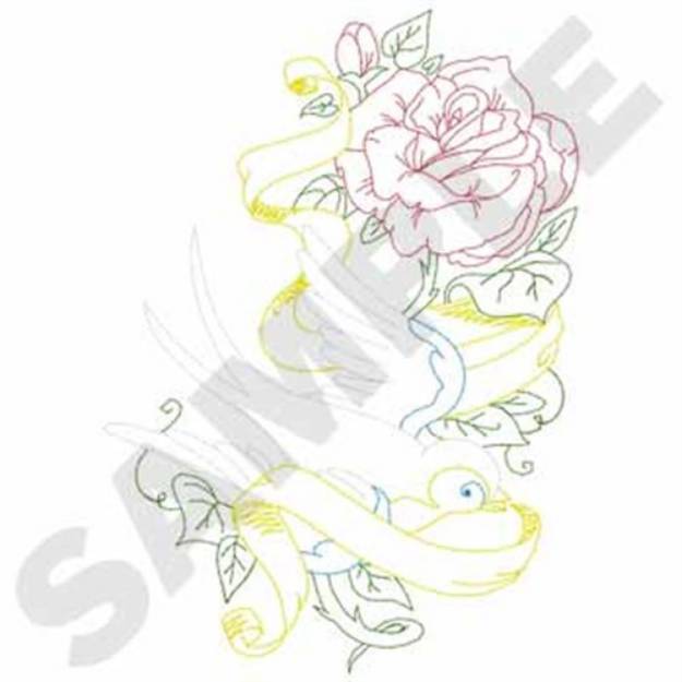 Picture of Swallow Rose Outline Machine Embroidery Design