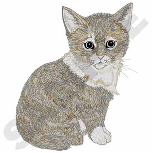 Tabby Kitten Machine Embroidery Design