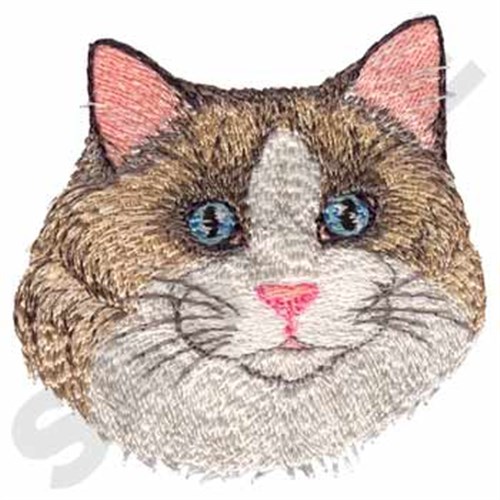 Ragdoll Cat Face Machine Embroidery Design