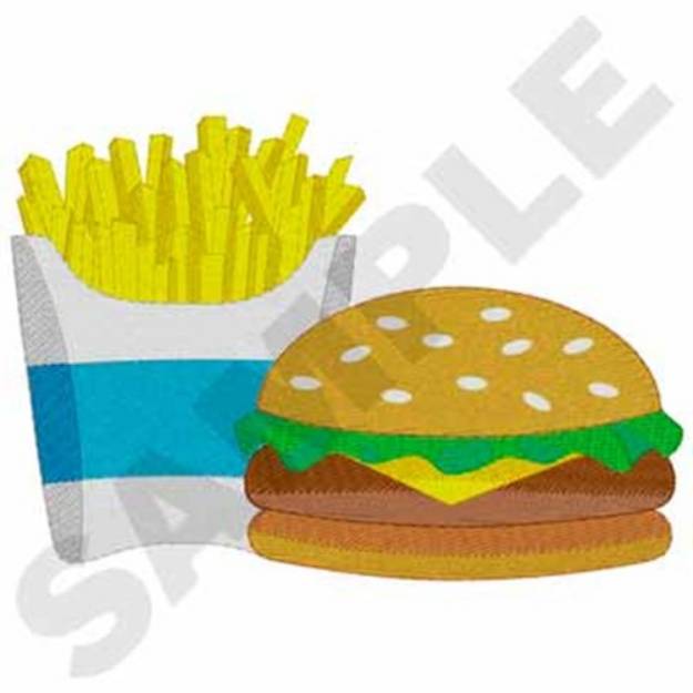 Picture of Hamburger & Fries Machine Embroidery Design
