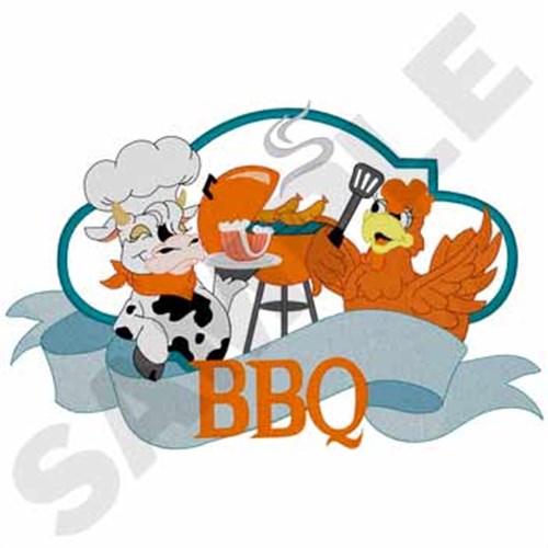 BBQ Logo Machine Embroidery Design