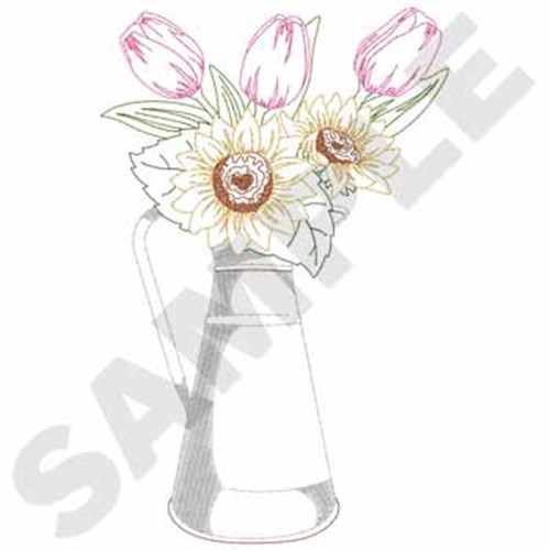 Pitcher Of Flowers Machine Embroidery Design