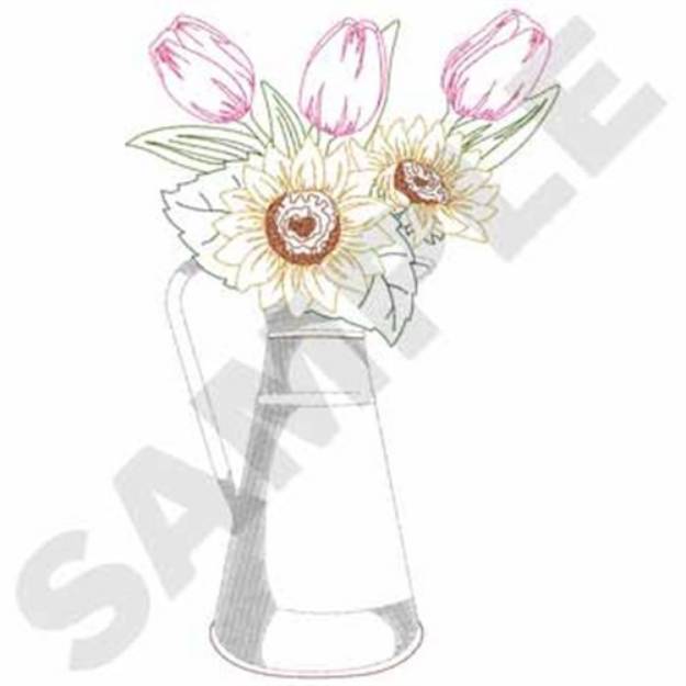 Picture of Pitcher Of Flowers Machine Embroidery Design