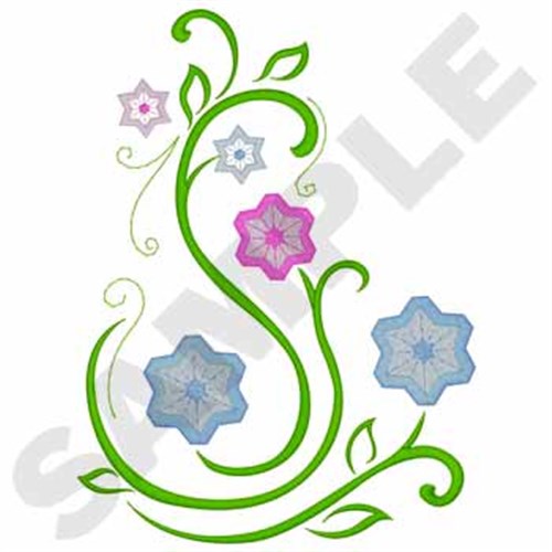 Star Flowers Fringe Machine Embroidery Design