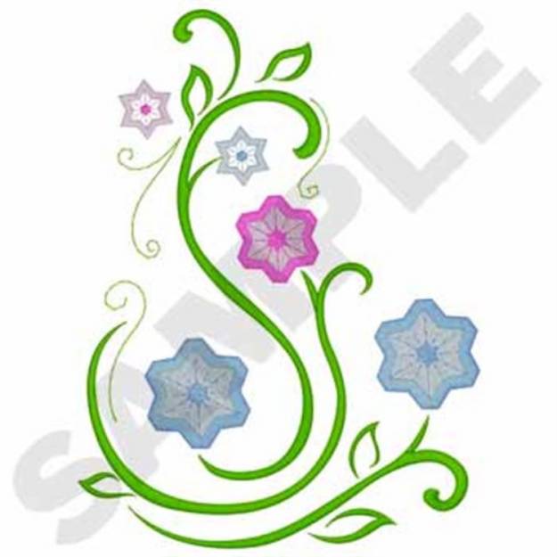 Picture of Star Flowers Fringe Machine Embroidery Design