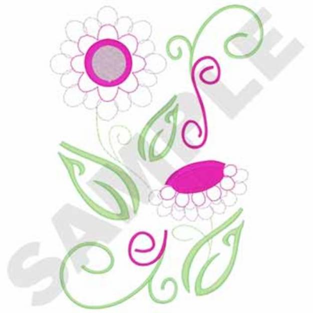 Picture of Pink Flowers Fringe Machine Embroidery Design