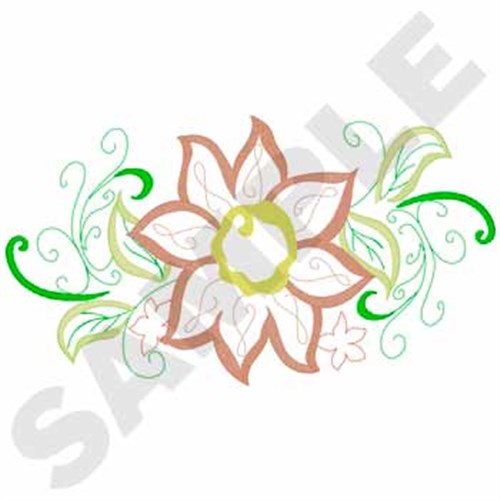 Flower With Scroll Machine Embroidery Design