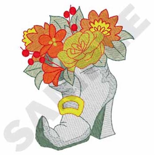 Witches Shoe Planter Machine Embroidery Design