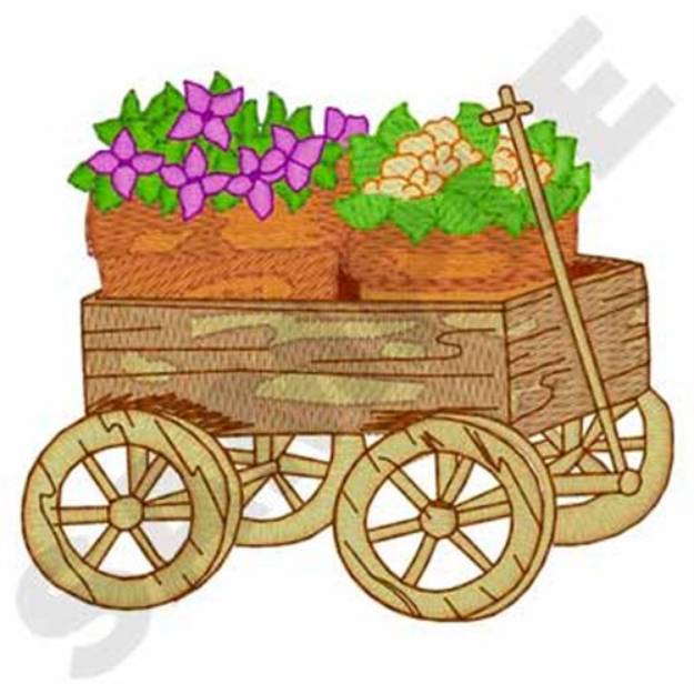 Picture of Wagon With Flowers Machine Embroidery Design