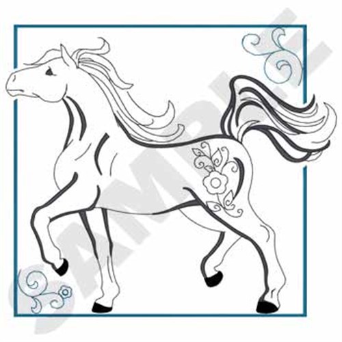 Prancing Horse Outline Machine Embroidery Design
