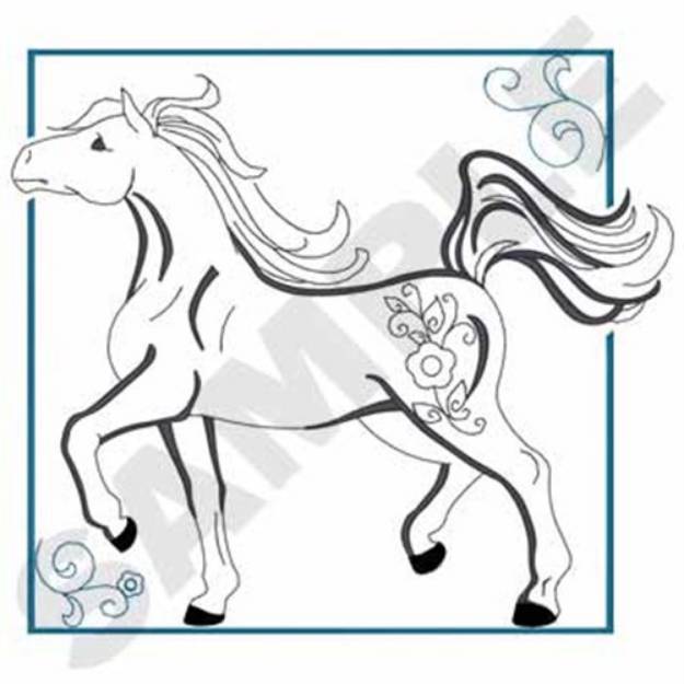 Picture of Prancing Horse Outline Machine Embroidery Design