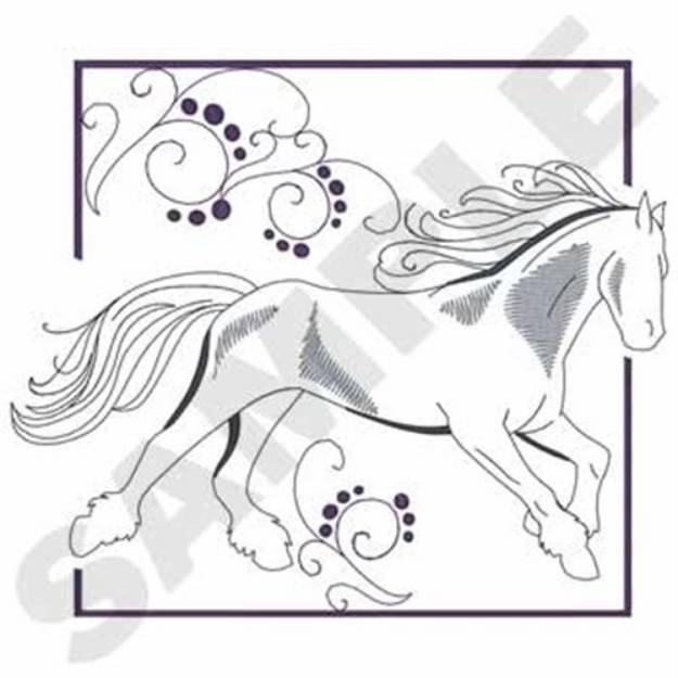 Picture of Running Horse Outline Machine Embroidery Design