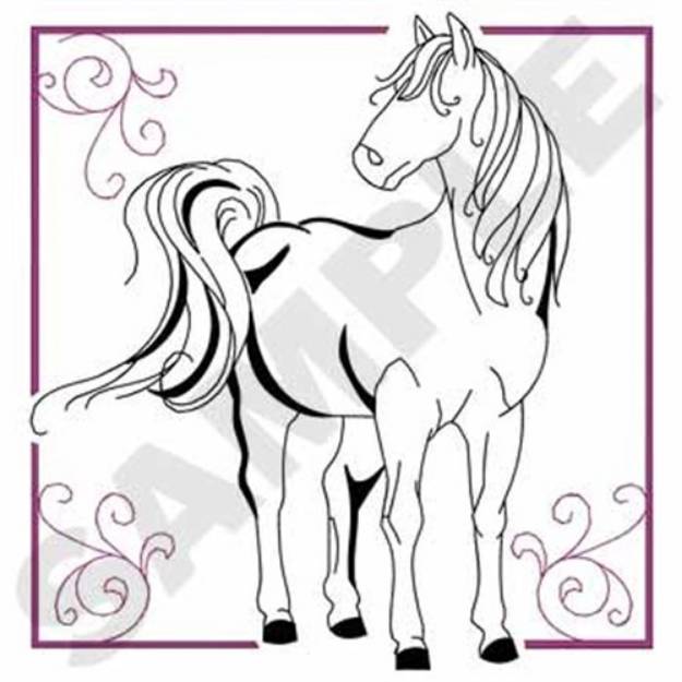 Picture of Standing Horse Outline Machine Embroidery Design