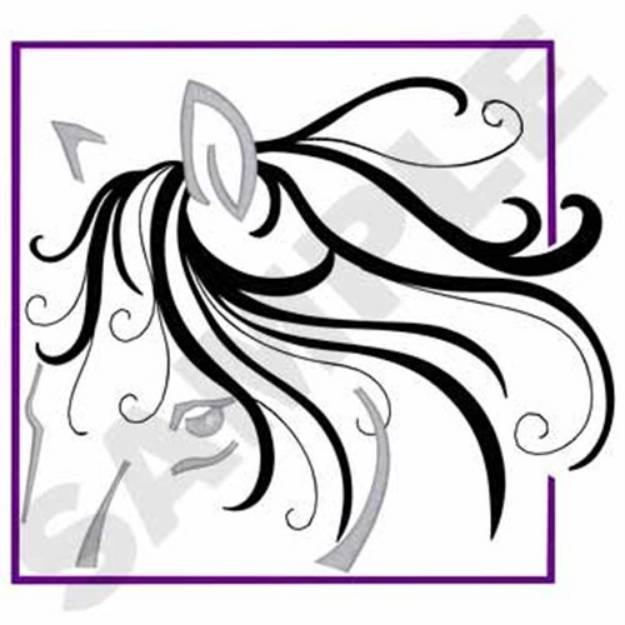 Picture of Horse Face Outline Machine Embroidery Design