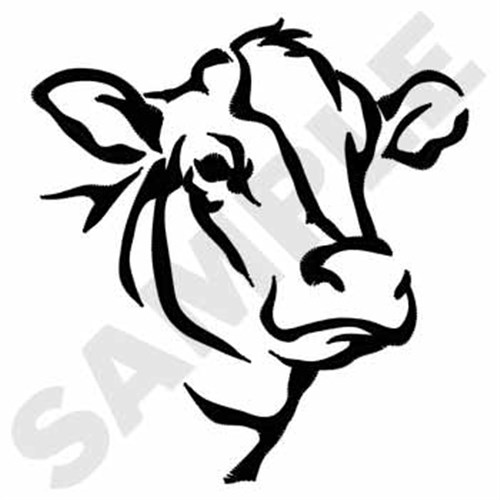 Holstein Head Outline Machine Embroidery Design