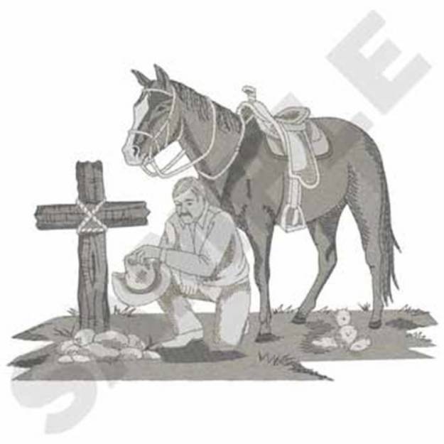 Picture of Cowboy Praying Machine Embroidery Design