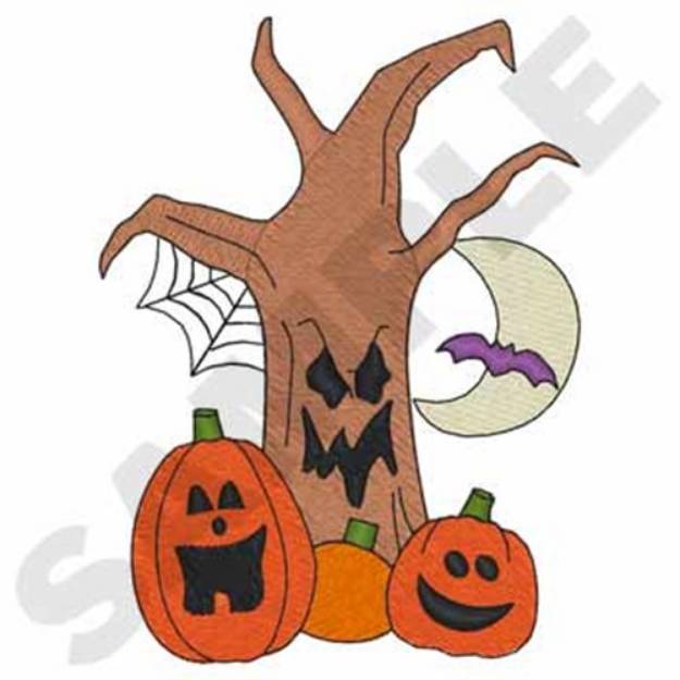 Picture of Halloween Tree Machine Embroidery Design