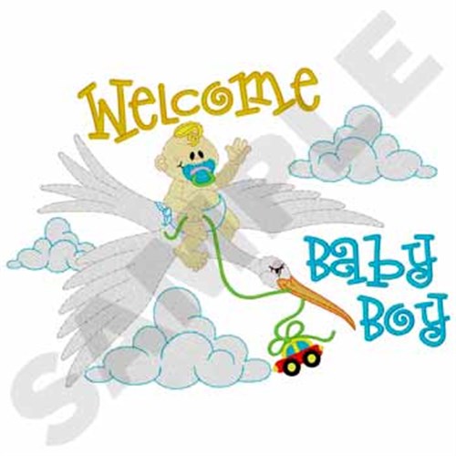 Welcome Baby Boy Machine Embroidery Design