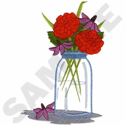 Flowers In Jar Machine Embroidery Design
