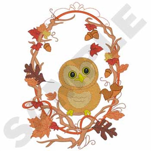 Fall Owl Machine Embroidery Design