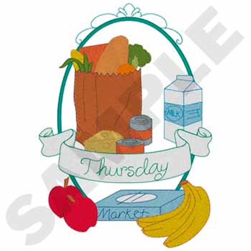 Thursday Grocery Shopping Machine Embroidery Design