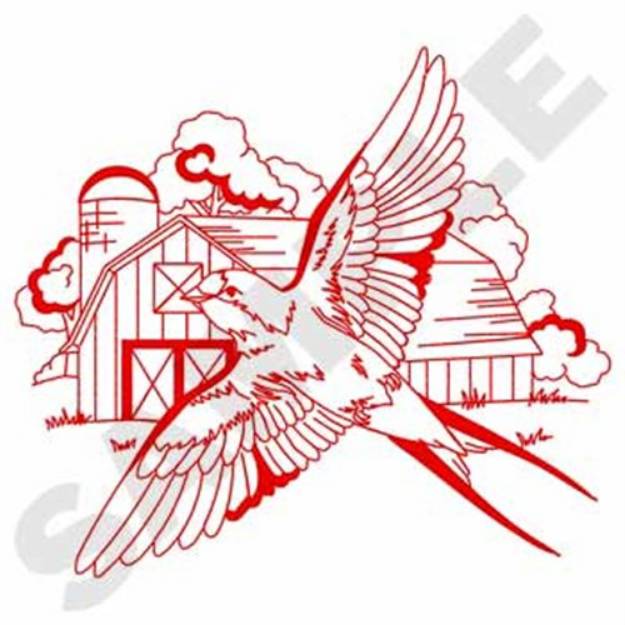 Picture of Barn Swallow Redwork Machine Embroidery Design