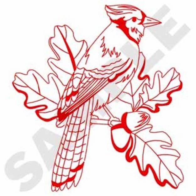 Picture of Blue Jay Redwork Machine Embroidery Design
