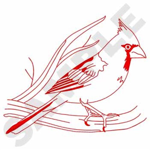 Cardinal Redwork Machine Embroidery Design