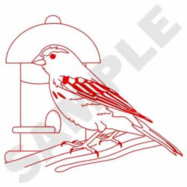 Picture of House Finch Redwork Machine Embroidery Design