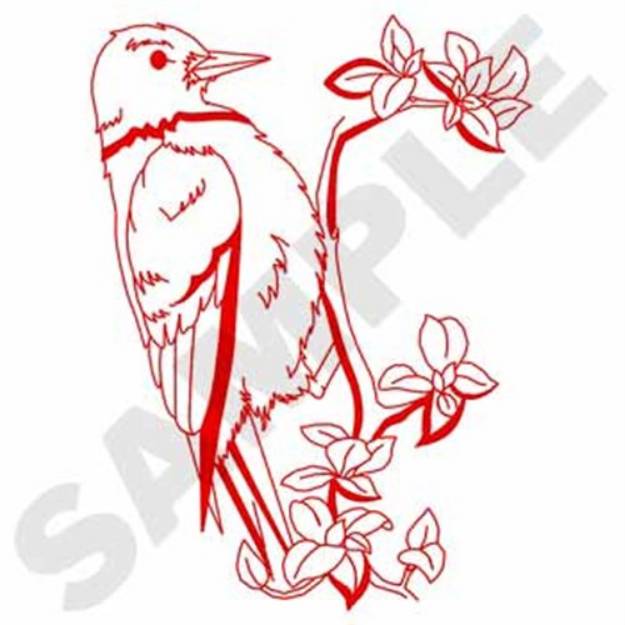 Picture of Woodpecker Redwork Machine Embroidery Design