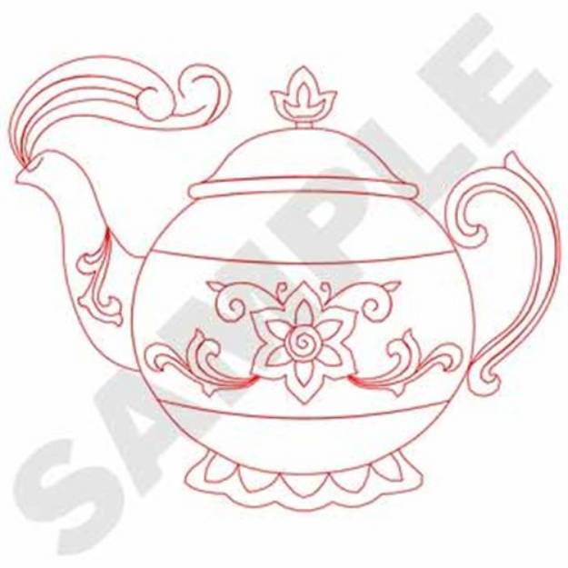 Picture of Redwork Teapot Machine Embroidery Design