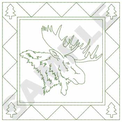 Moose Quilt Square Machine Embroidery Design