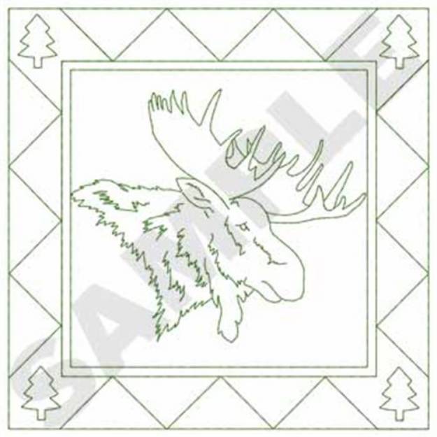 Picture of Moose Quilt Square Machine Embroidery Design