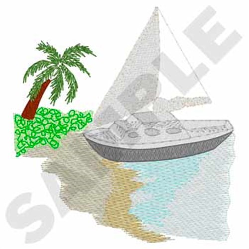 Beached Sailboat Machine Embroidery Design