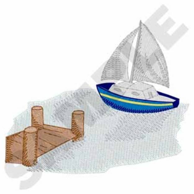 Picture of Sailboat Dock Machine Embroidery Design