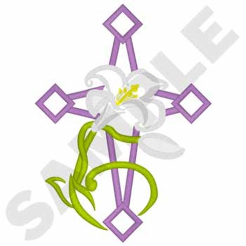 Cross With Lily Machine Embroidery Design