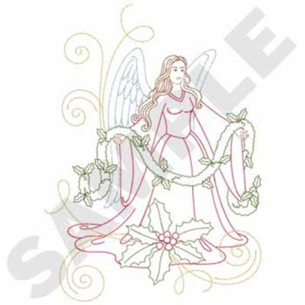 Picture of Angel with Holly Machine Embroidery Design