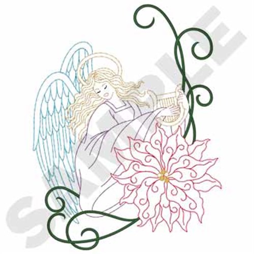 Angel & Harp Machine Embroidery Design
