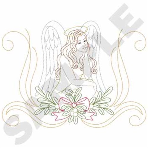 Sitting Angel Machine Embroidery Design