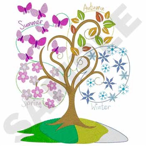 Four Seasons Tree Machine Embroidery Design