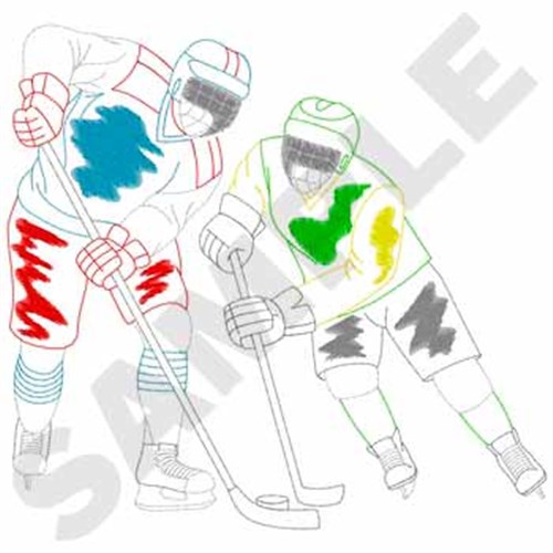 Hockey Players Machine Embroidery Design