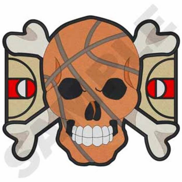 Picture of Basketball Skull Machine Embroidery Design