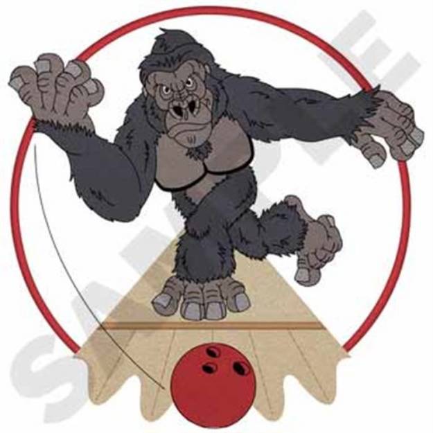 Picture of Bowling Gorilla Machine Embroidery Design