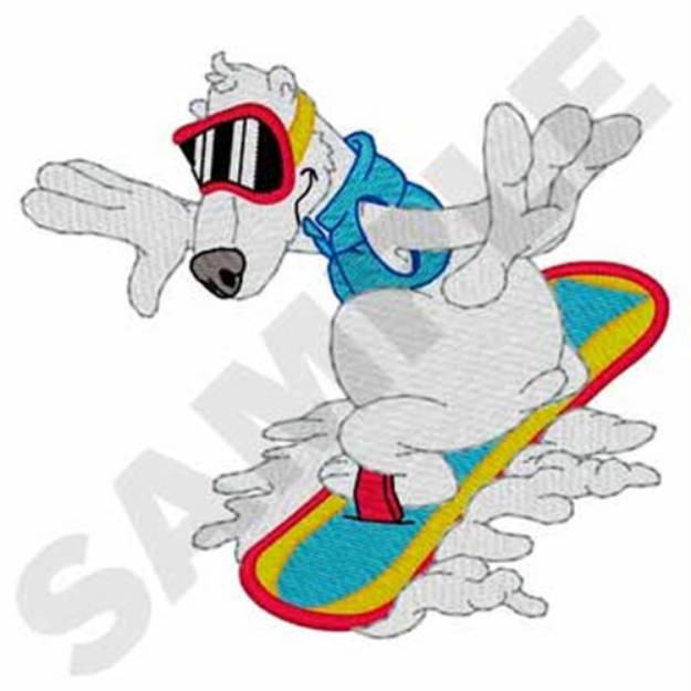 Picture of Snowboarding Polar Bear Machine Embroidery Design