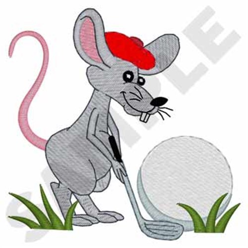 Golfing Mouse Machine Embroidery Design