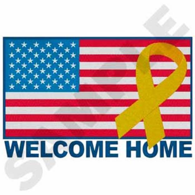 Picture of Welcome Home Flag Machine Embroidery Design