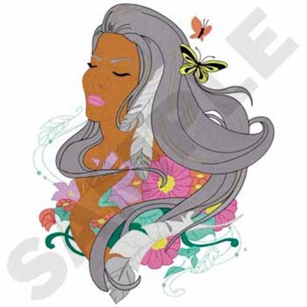 Picture of Indian Maiden Machine Embroidery Design